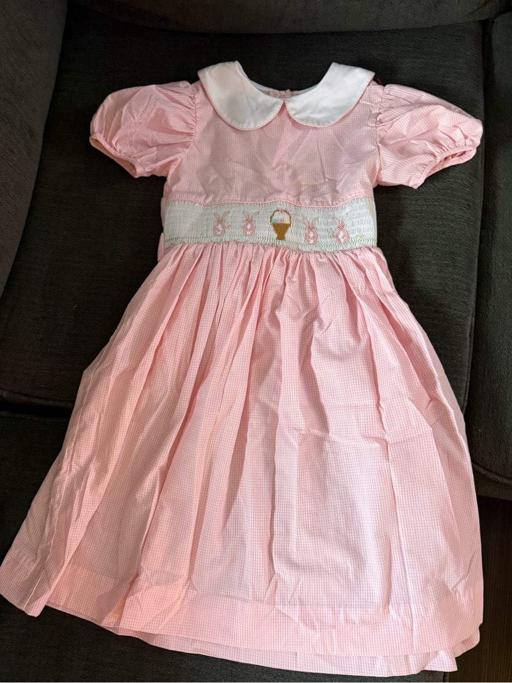 Jayne Copeland Pink and White Smocked dress vintage size 5